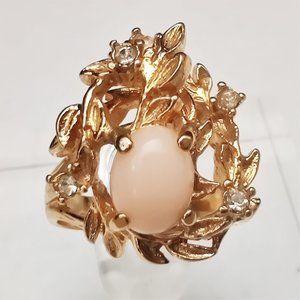 80's Faux Angel Skin Coral Ring Joe Esposito sz 5